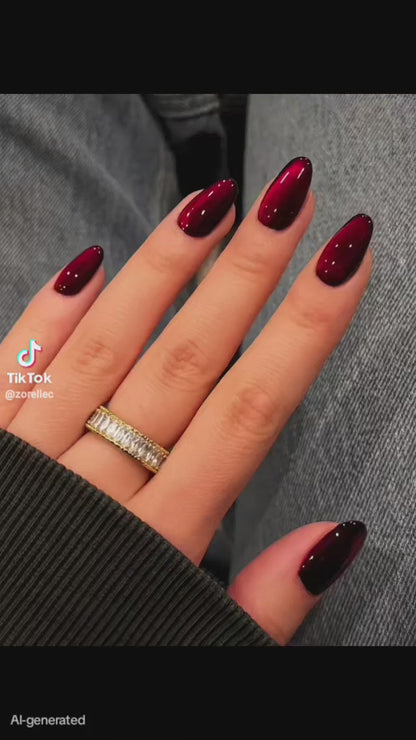 Artificial nails red cat eye nails 24 pcs