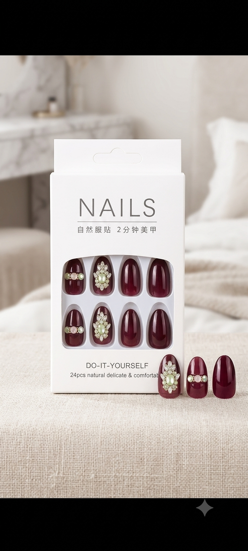 Artificial nails red cat eye nails 24 pcs
